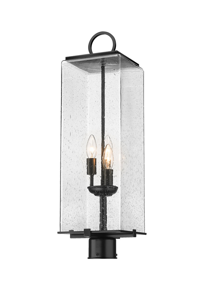 Z-Lite 592PHBR-BK Three Light Outdoor Post Mount Fixture, Black
