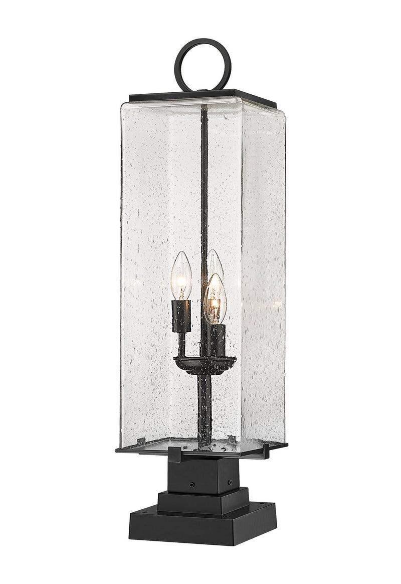 Z-Lite 592PHBS-SQPM-BK Three Light Outdoor Pier Mounted Fixture, Black