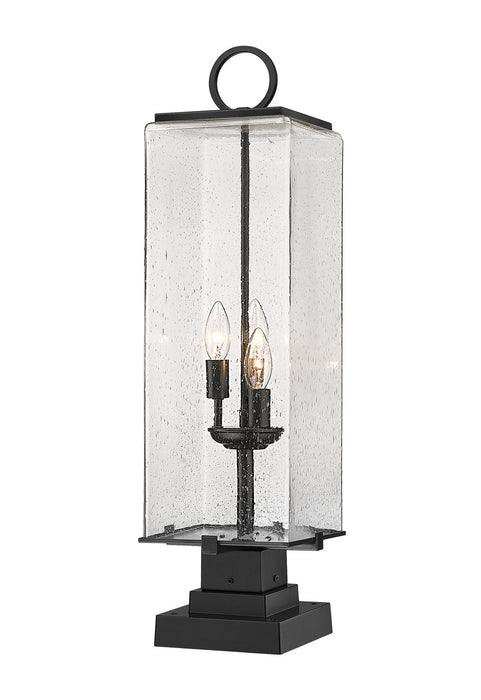 Z-Lite 592PHBS-SQPM-BK Three Light Outdoor Pier Mounted Fixture, Black