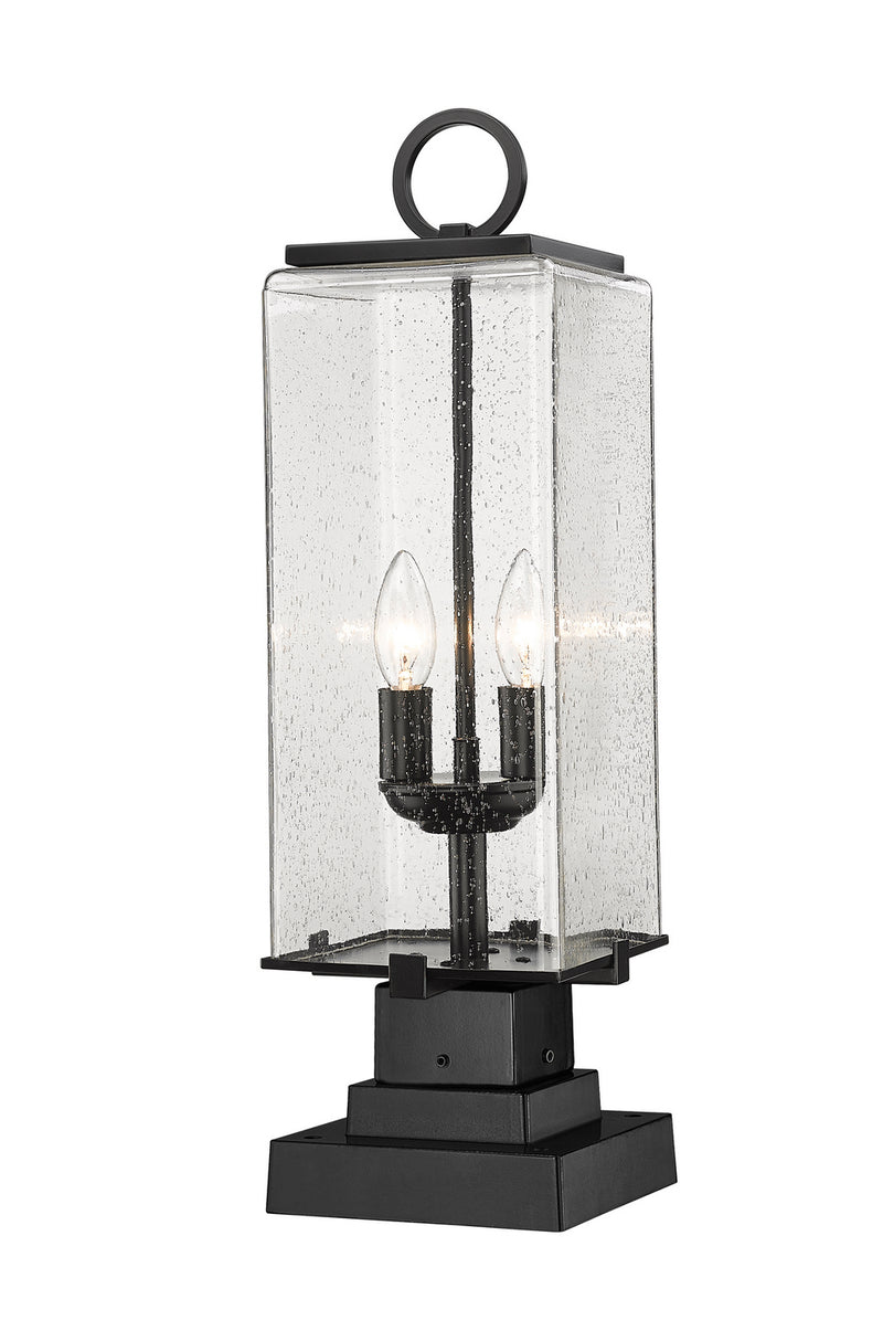 Z-Lite 592PHMS-SQPM-BK Two Light Outdoor Pier Mounted Fixture, Black