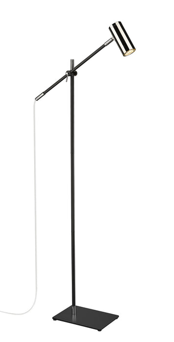 Z-Lite 814FL-MB-PN One Light Floor Lamp, Matte Black + Polished Nickel