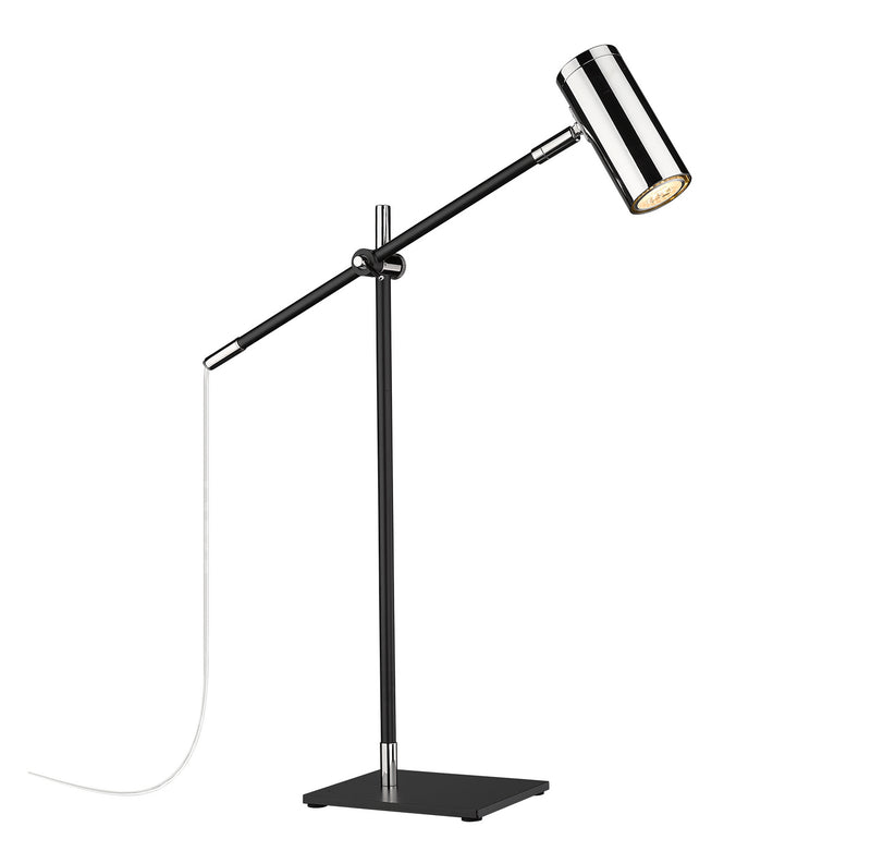 Z-Lite 814TL-MB-PN One Light Table Lamp, Matte Black + Polished Nickel