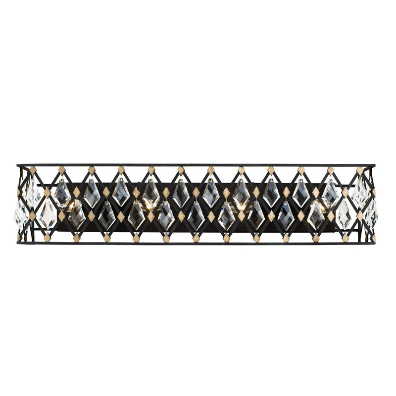Varaluz 345B04CBHG Four Light Bath, Carbon/Havana Gold