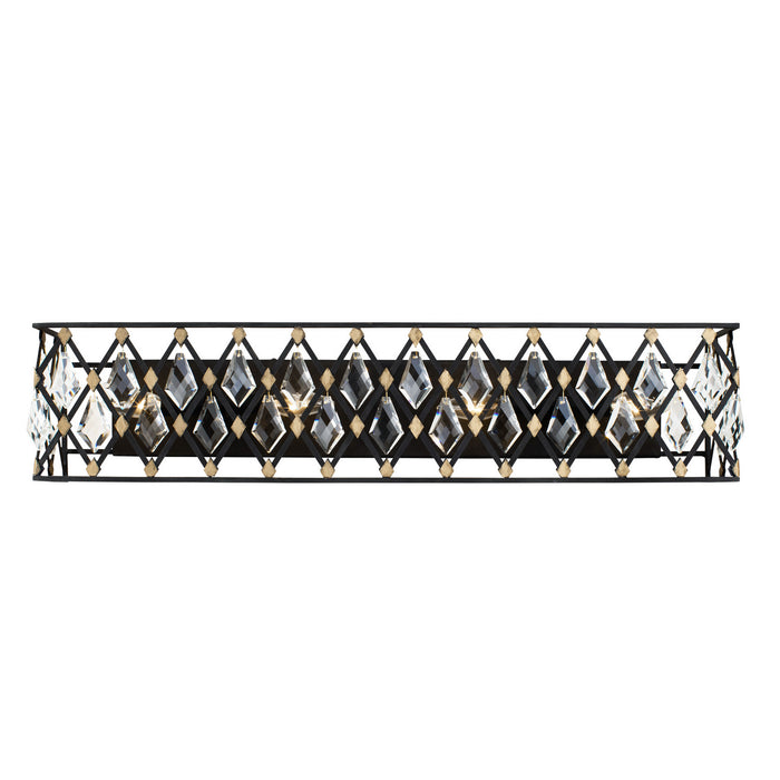 Varaluz 345B04CBHG Four Light Bath, Carbon/Havana Gold