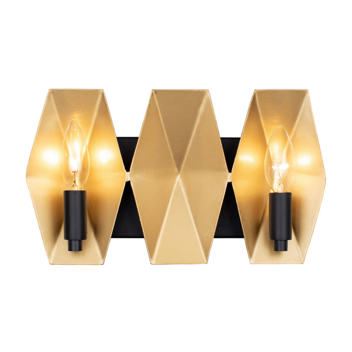 Varaluz 361B02MBFG Two Light Bath, Matte Black/French Gold