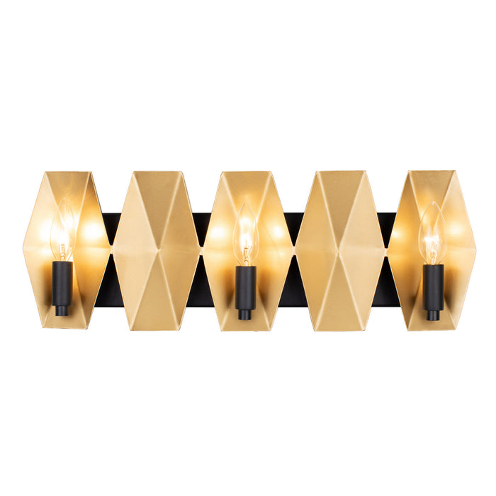 Varaluz 361B03MBFG Three Light Bath, Matte Black/French Gold