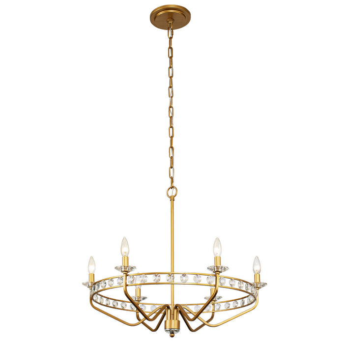 Varaluz 363C06AG Six Light Chandelier, Antique Gold