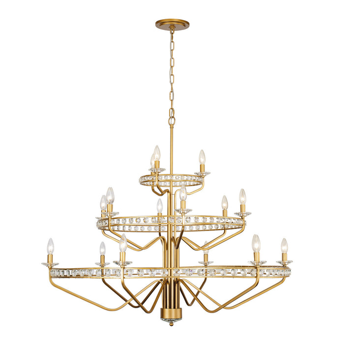 Varaluz 363C15AG 15 Light Chandelier, Antique Gold