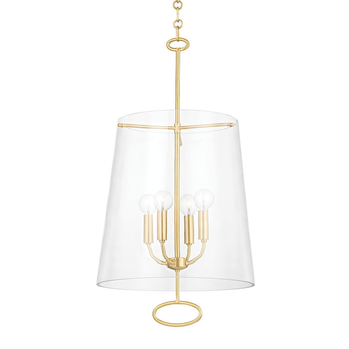 Hudson Valley 4717-AGB Four Light Pendant, Aged Brass