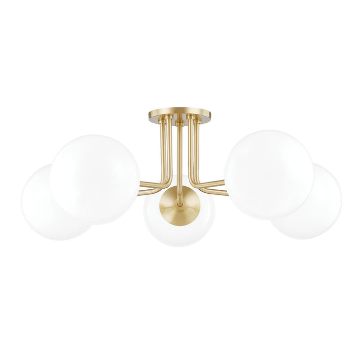 Mitzi H105605-AGB Five Light Semi Flush Mount, Aged Brass