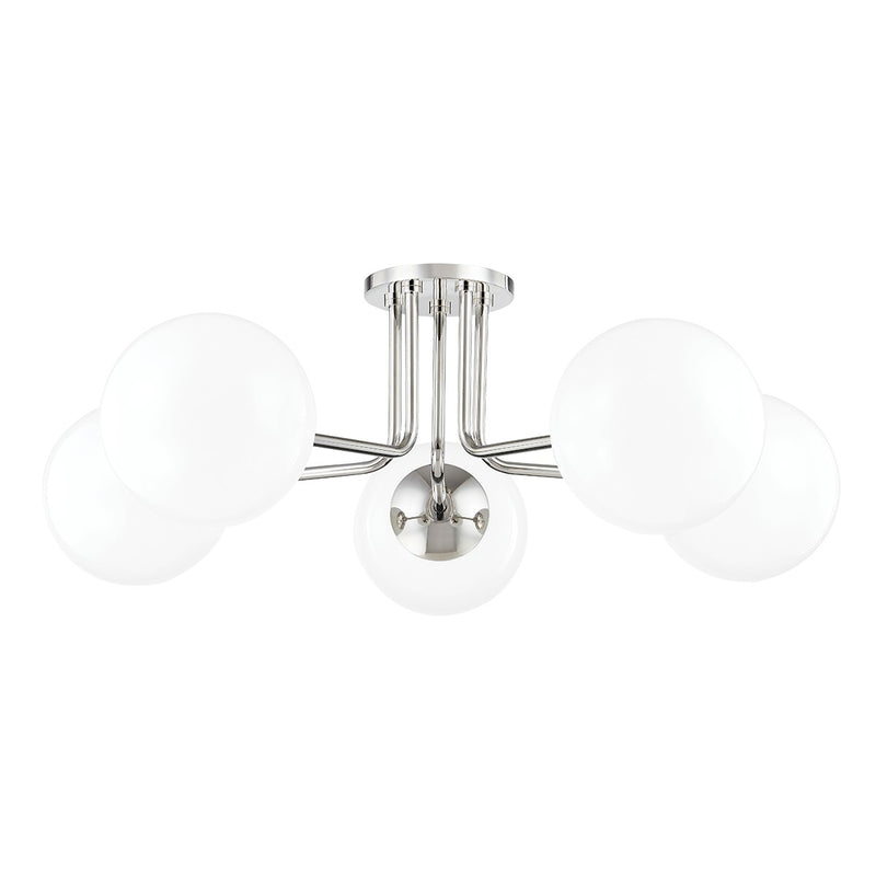 Mitzi H105605-PN Five Light Semi Flush Mount, Polished Nickel
