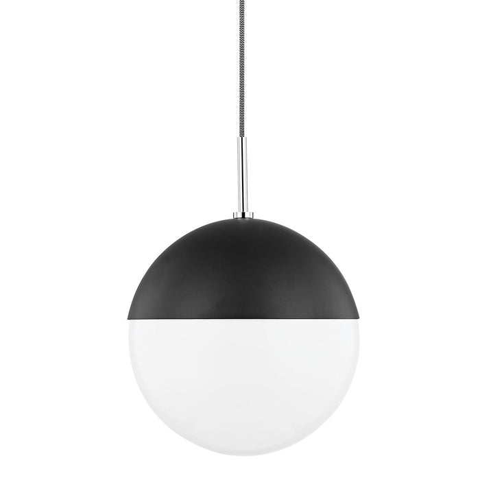 Mitzi H344701L-PN/BK One Light Pendant, Polished Nickel/Black