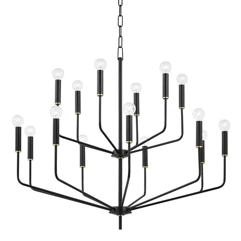 Mitzi H516815-AGB/SBK 15 Light Chandelier, Aged Brass/Soft Black