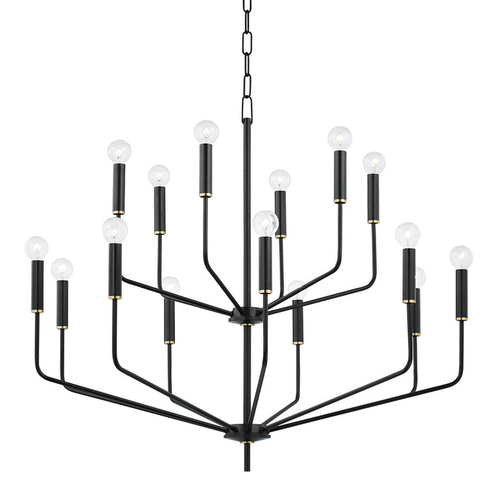 Mitzi H516815-AGB/SBK 15 Light Chandelier, Aged Brass/Soft Black