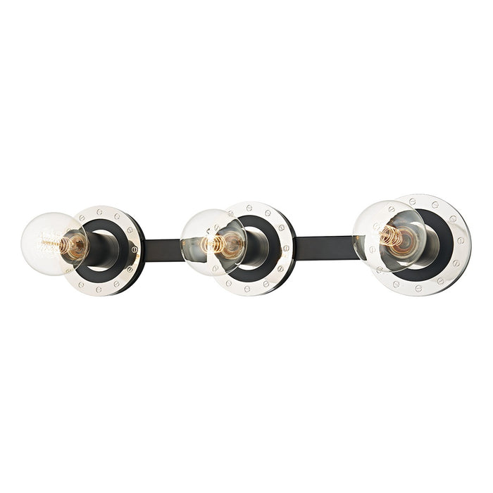 Troy Lighting B2083-PN/SBK Three Light Bath And Vanity, Polished Nickel/Soft Black