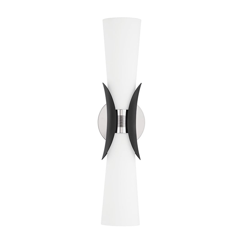 Troy Lighting B2102-PN/SBK Two Light Wall Sconce, Polished Nickel/Soft Black