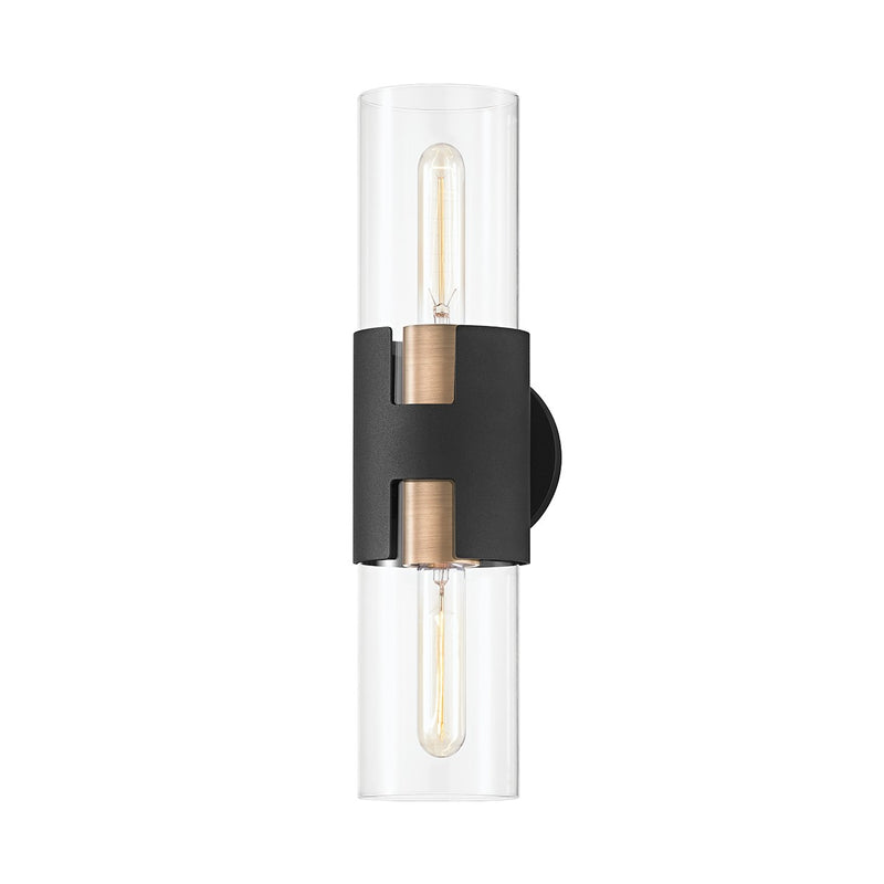 Troy Lighting B3231-PBR/TBK Two Light Wall Sconce, Patina Brass/Textured Black