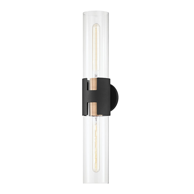 Troy Lighting B3232-PBR/TBK Two Light Wall Sconce, Patina Brass/Textured Black