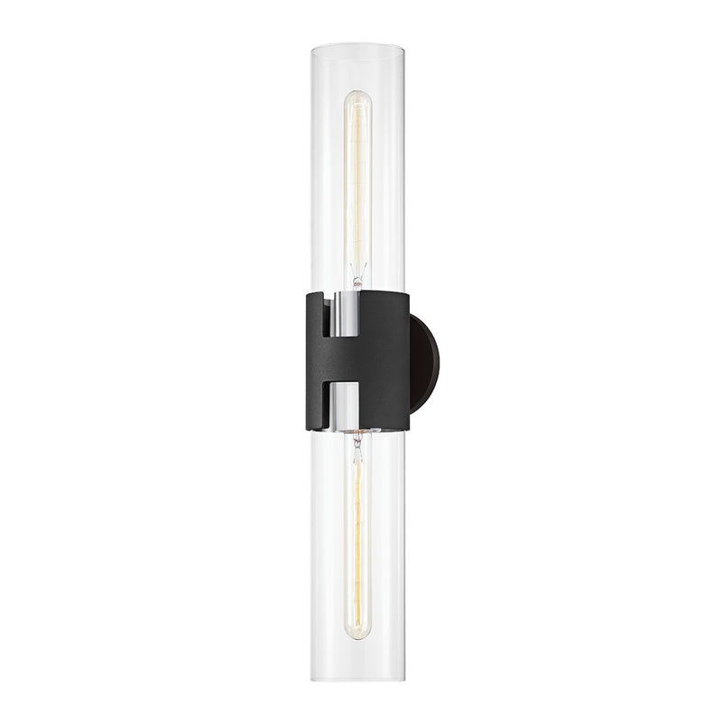 Troy Lighting B3232-PN/TBK Two Light Wall Sconce, Polished Nickel/Textured Black