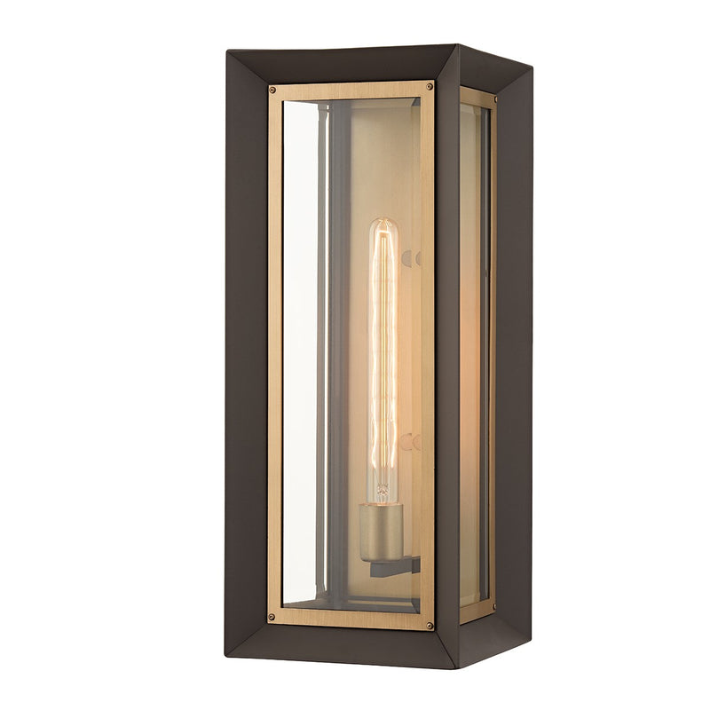 Troy Lighting B4053-TBZ/PBR One Light Outdoor Wall Sconce, Textured Bronze/Patina Brass
