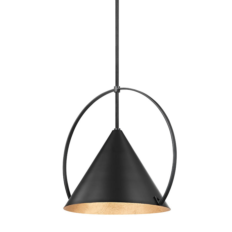 Troy Lighting F1818-GL/SBK One Light Pendant, Gold Leaf/Soft Black Combo