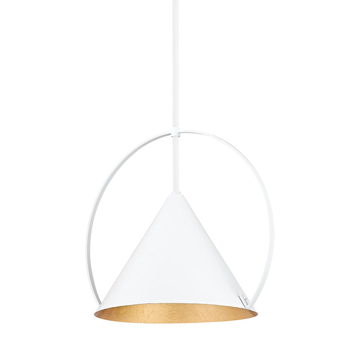 Troy Lighting F1818-GL/SWH One Light Pendant, Gold Leaf/Soft White Combo