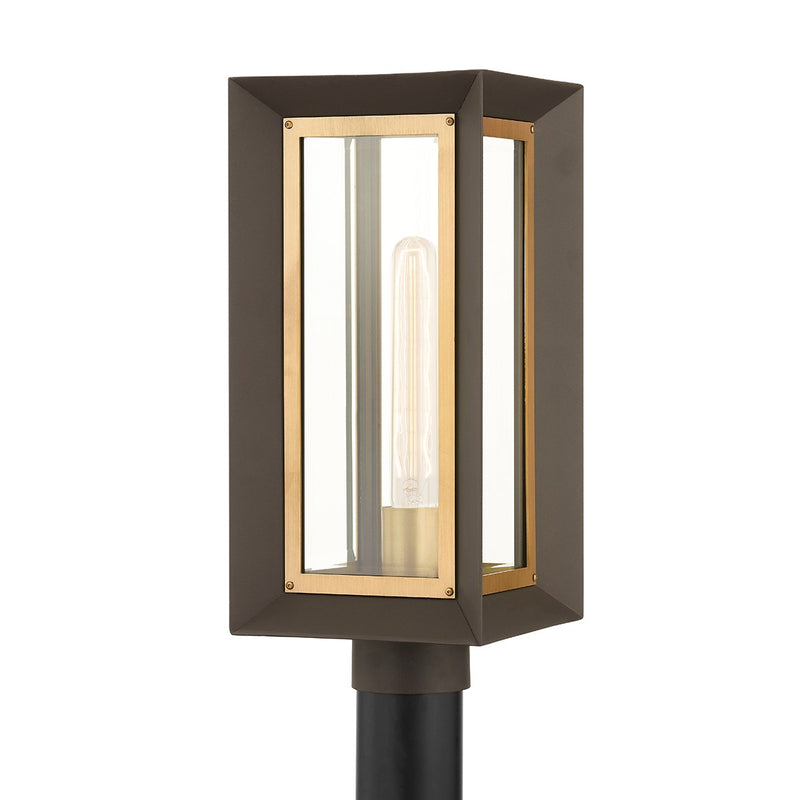 Troy Lighting P4055-TBZ/PBR One Light Outdoor Post Mount, Textured Bronze/Patina Brass