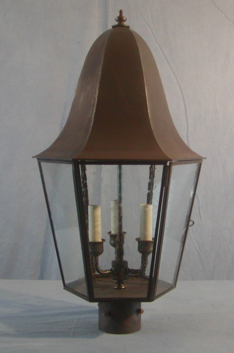 Genie House 15322DCSS Three Light Post Mount, Dark Copper