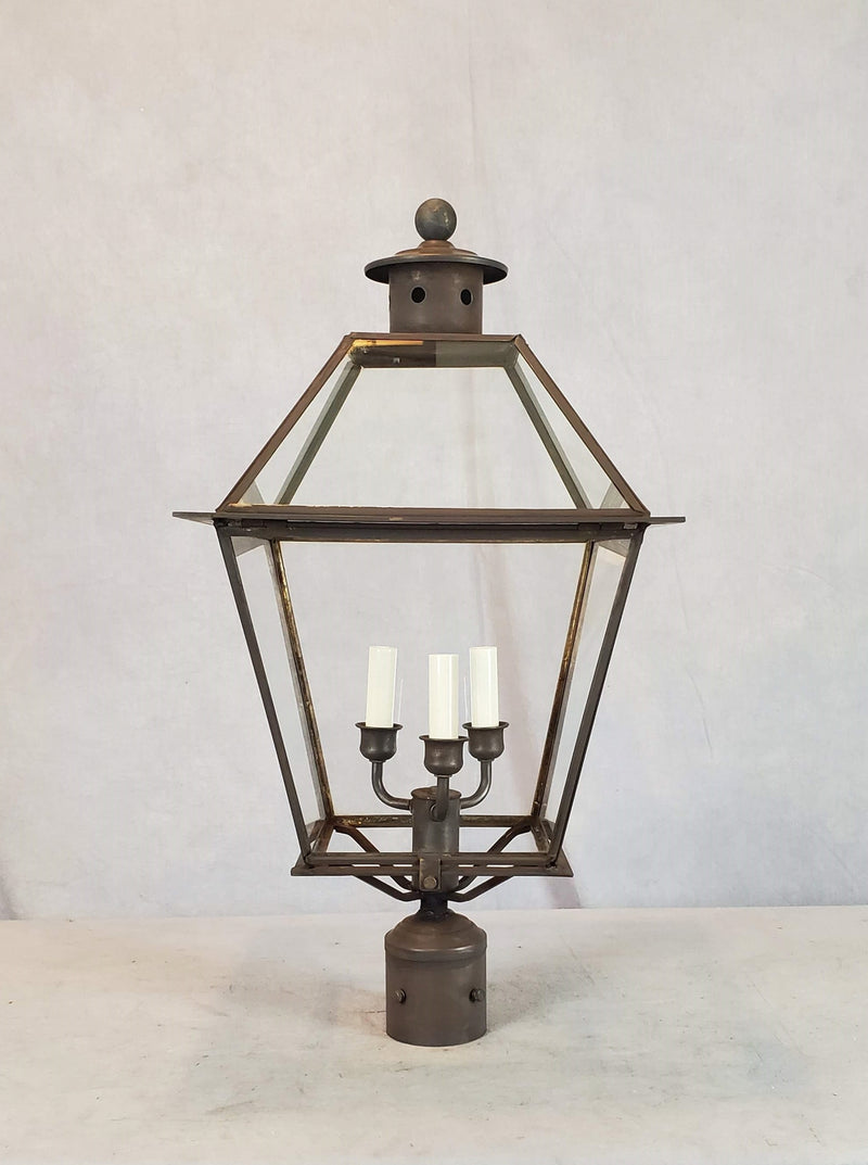Genie House 91432DBC Three Light Post Mount, Dark Brass