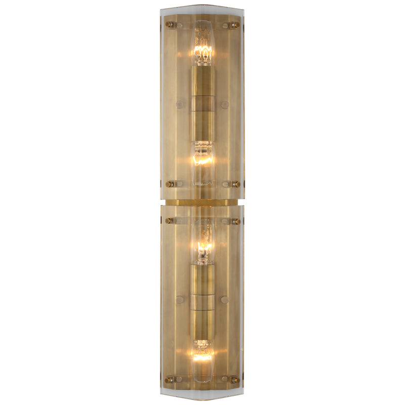 Visual Comfort Signature ARN 2044CG LED Wall Sconce, Crystal and Hand-Rubbed Antique Brass