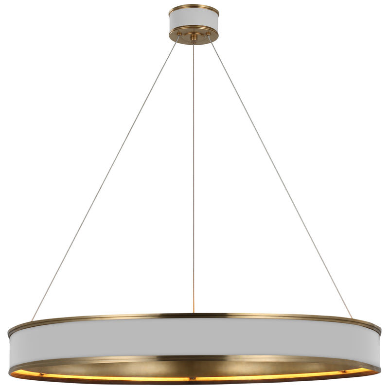 Visual Comfort Signature CHC 1616WHT/AB LED Chandelier, Matte White and Antique-Burnished Brass