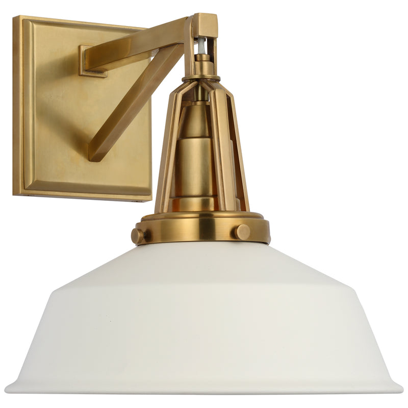 Visual Comfort Signature CHD 2455AB-WHT LED Wall Sconce, Antique-Burnished Brass