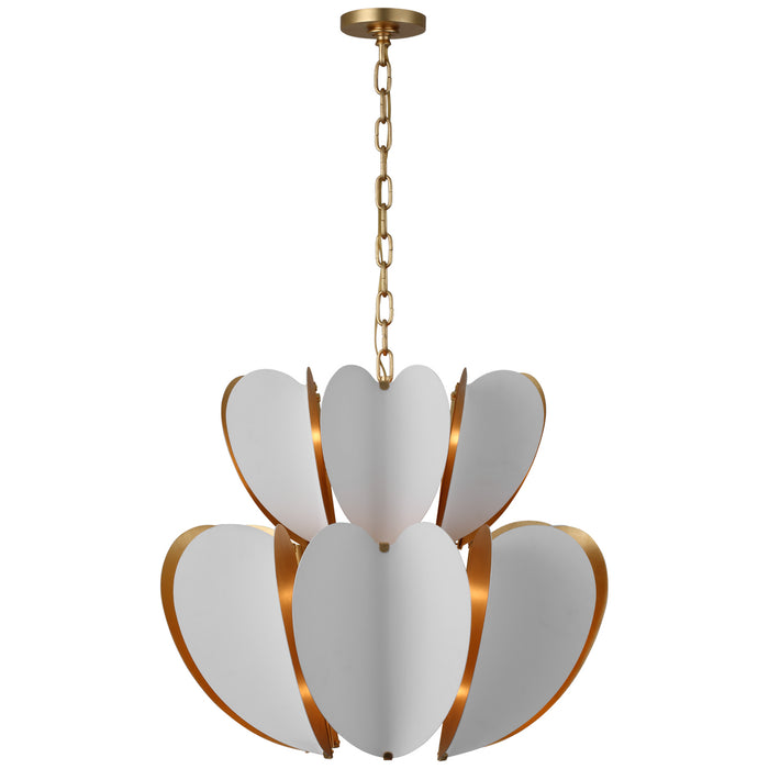 Visual Comfort Signature KS 5132WHT/G LED Chandelier, Matte White and Gild