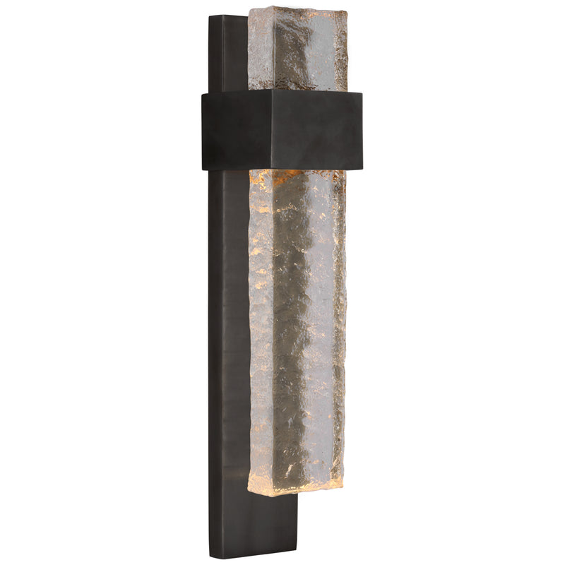 Visual Comfort Signature S 2340BZ/CWG LED Wall Sconce, Bronze and Clear Wavy Glass