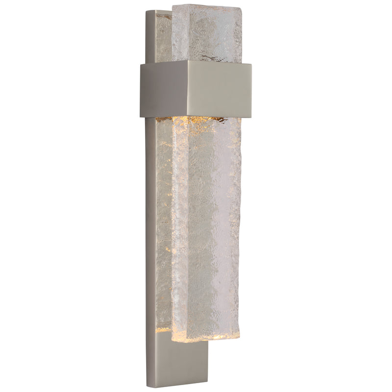 Visual Comfort Signature S 2340PN/CWG LED Wall Sconce, Polished Nickel and Clear Wavy Glass