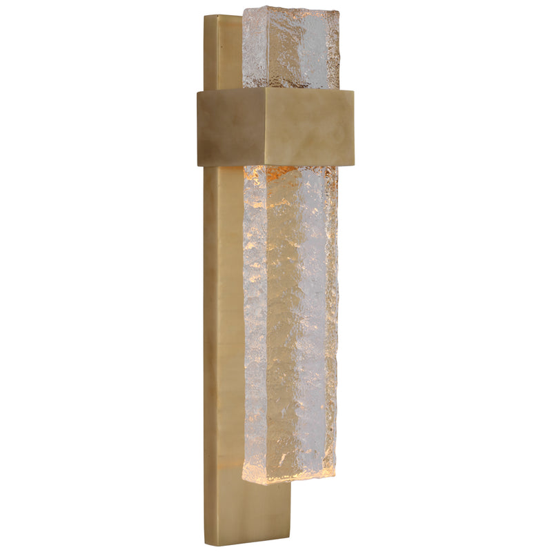 Visual Comfort Signature S 2340SB/CWG LED Wall Sconce, Soft Brass and Clear Wavy Glass