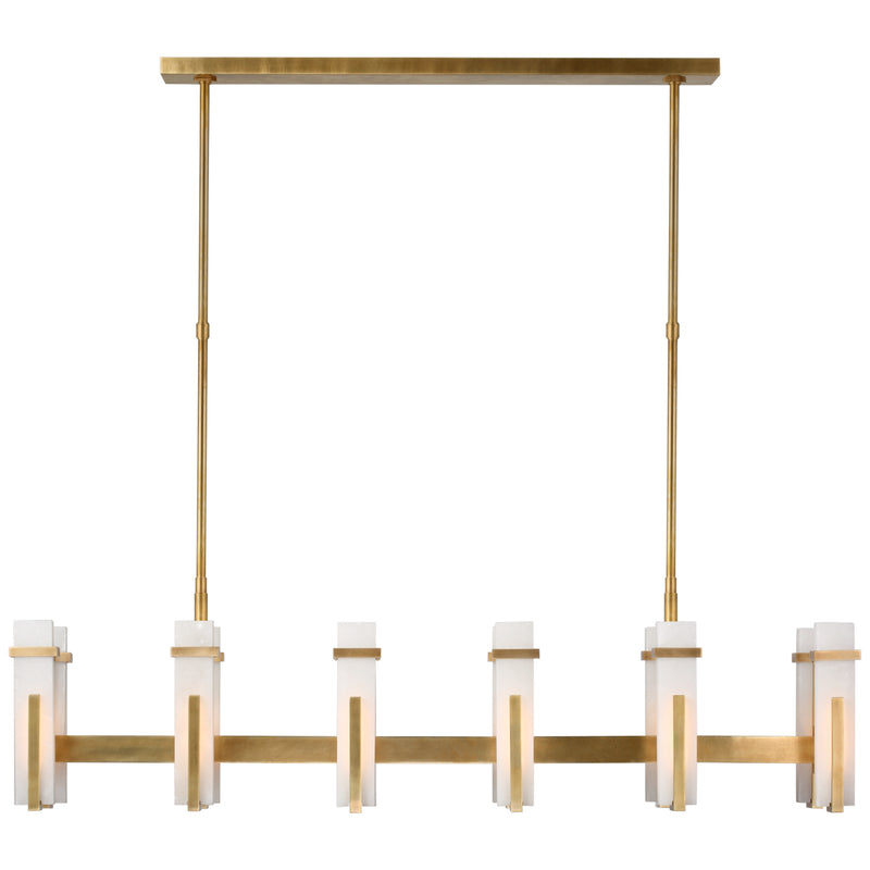 Visual Comfort Signature S 5915HAB-ALB LED Linear Chandelier, Hand-Rubbed Antique Brass