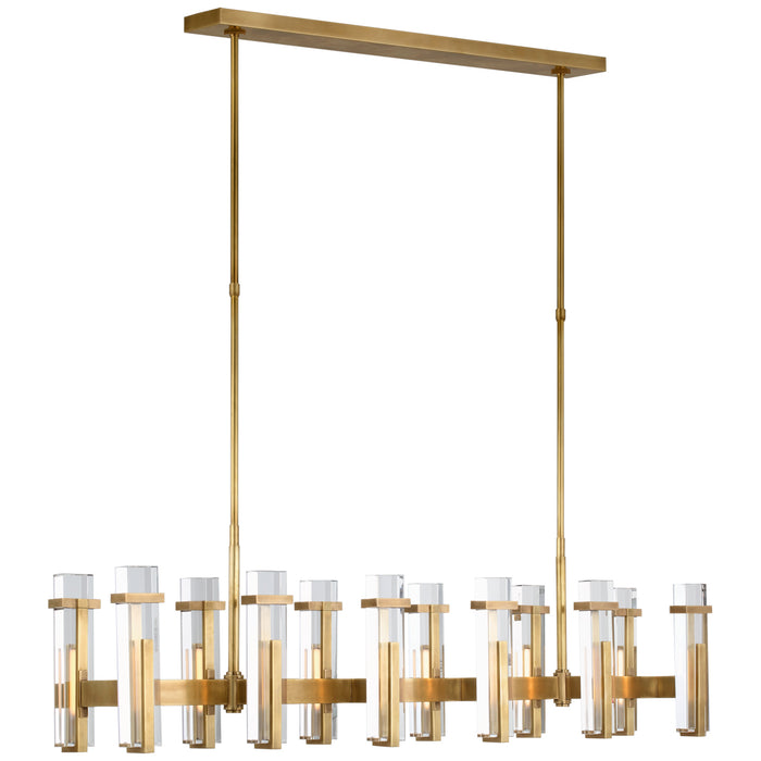 Visual Comfort Signature S 5915HAB-CG LED Linear Chandelier, Hand-Rubbed Antique Brass