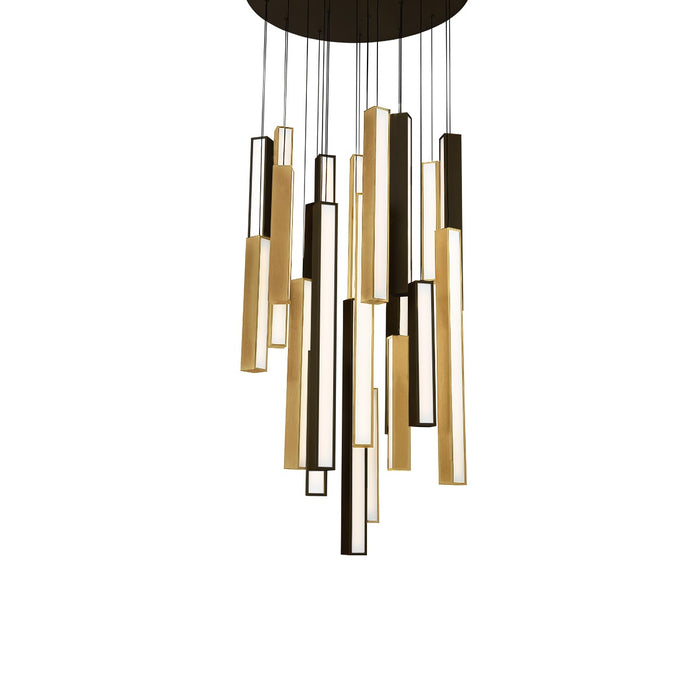 Modern Forms PD-64821R-BK/AB-BK LED Pendant, Black/Aged Brass & Black