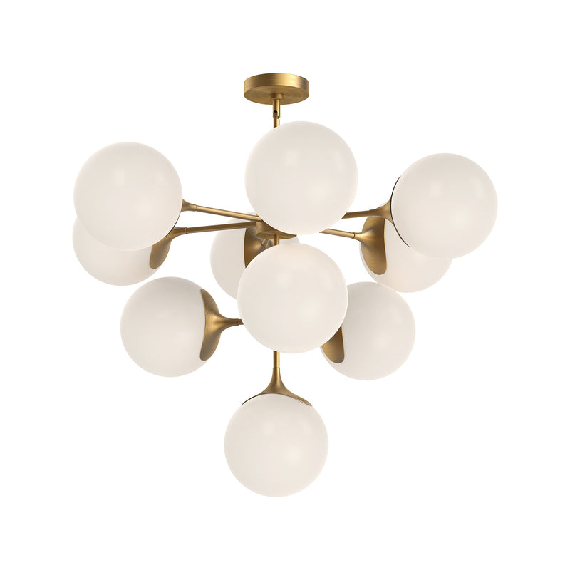 Alora CH505335AGOP Ten Light Chandelier, Aged Gold/Opal Matte Glass