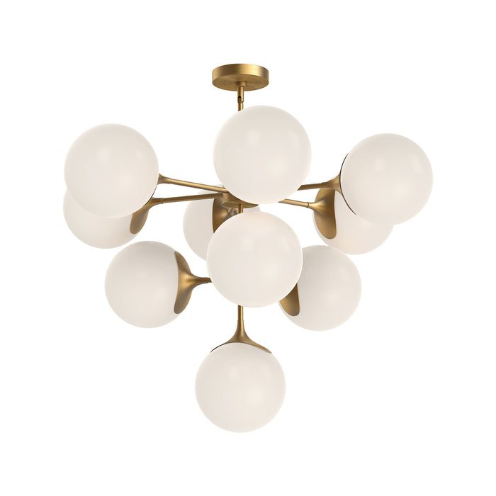 Alora CH505335AGOP Ten Light Chandelier, Aged Gold/Opal Matte Glass