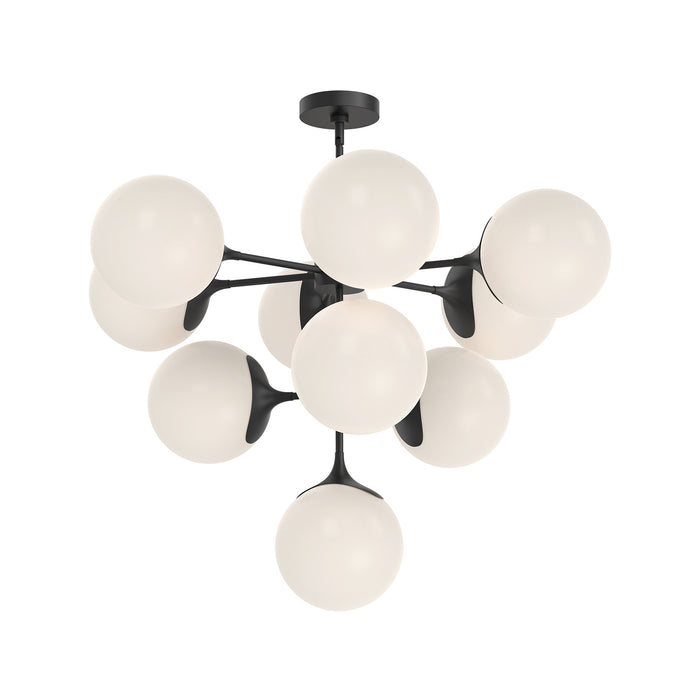 Alora CH505335MBOP Ten Light Chandelier, Matte Black/Opal Matte Glass