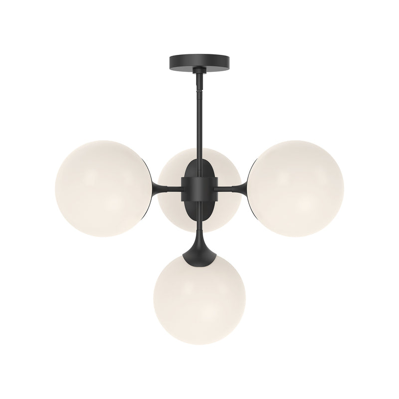 Alora CH505426MBOP Four Light Chandelier, Matte Black/Opal Matte Glass