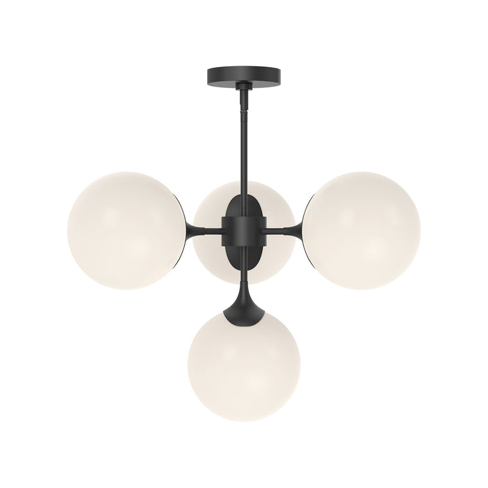 Alora CH505426MBOP Four Light Chandelier, Matte Black/Opal Matte Glass