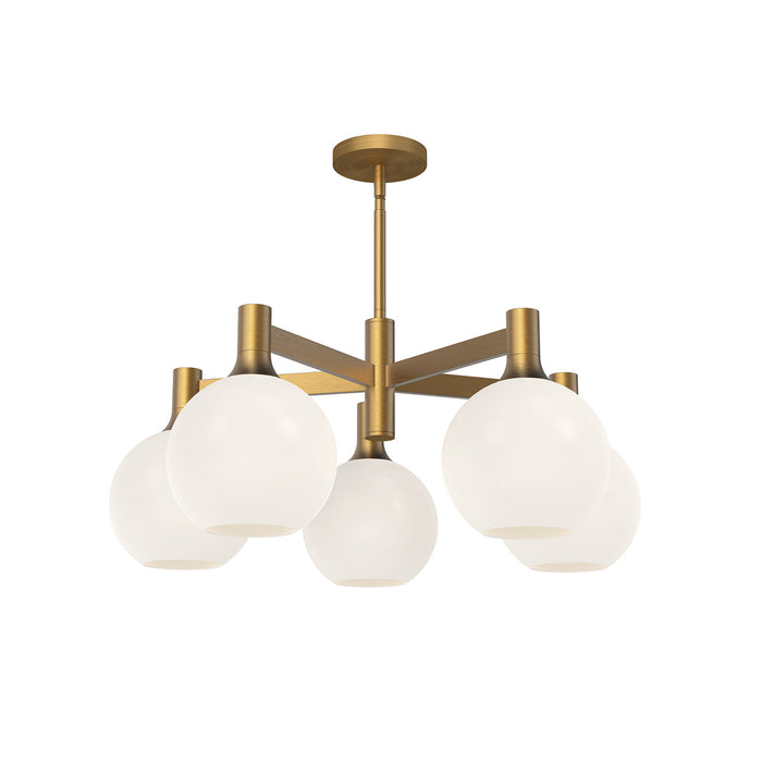 Alora CH506129AGOP Five Light Chandelier, Aged Gold/Opal Matte Glass