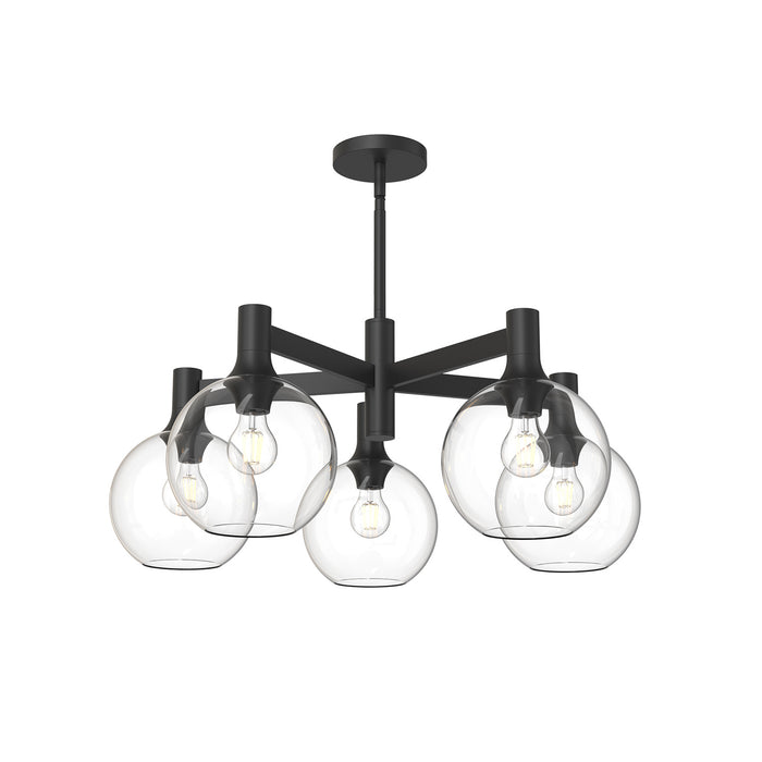 Alora CH506129MBCL Five Light Chandelier, Clear Glass/Matte Black