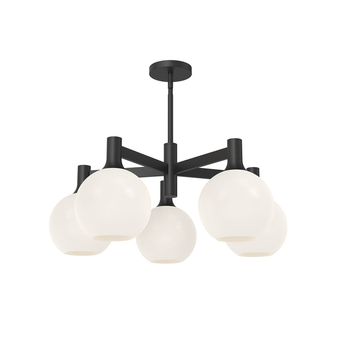 Alora CH506129MBOP Five Light Chandelier, Matte Black/Opal Matte Glass