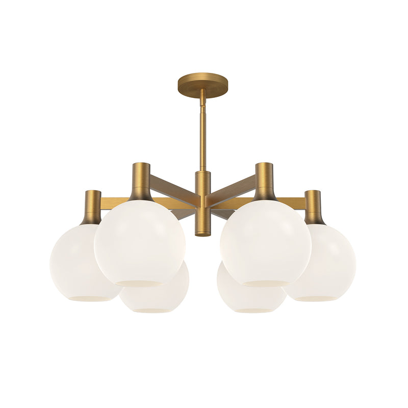 Alora CH506230AGOP Six Light Chandelier, Aged Gold/Opal Matte Glass
