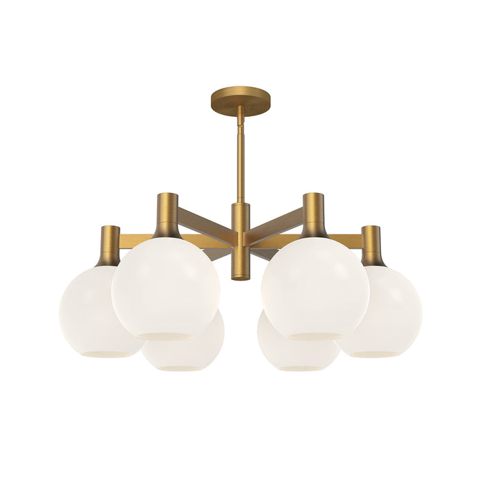 Alora CH506230AGOP Six Light Chandelier, Aged Gold/Opal Matte Glass
