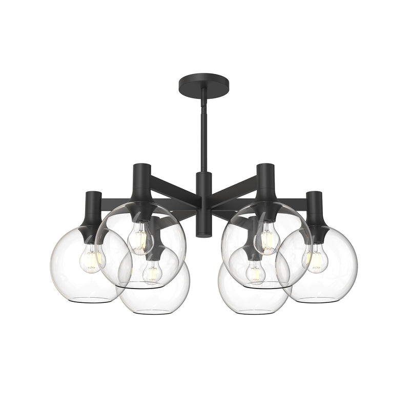 Alora CH506230MBCL Six Light Chandelier, Clear Glass/Matte Black